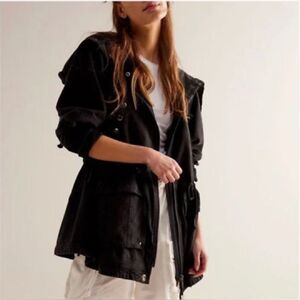 Free People We The Free Surplus Future Parka Black Utility Jacket Size M NWT